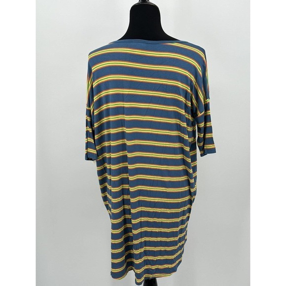 Lularoe Small‎ Irma Tunic Blue with Orange Green and Yellow Stripes Shirt NWT - Picture 2 of 10